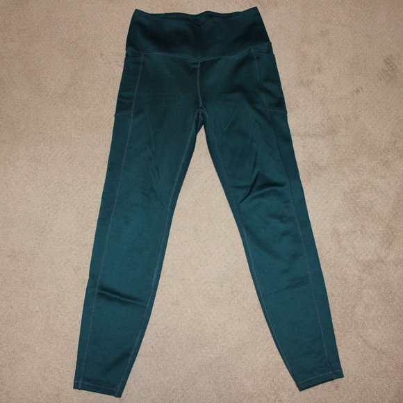 Spyder High Rise Fleece Lined Leggings Dark Green - Picture 2 of 4